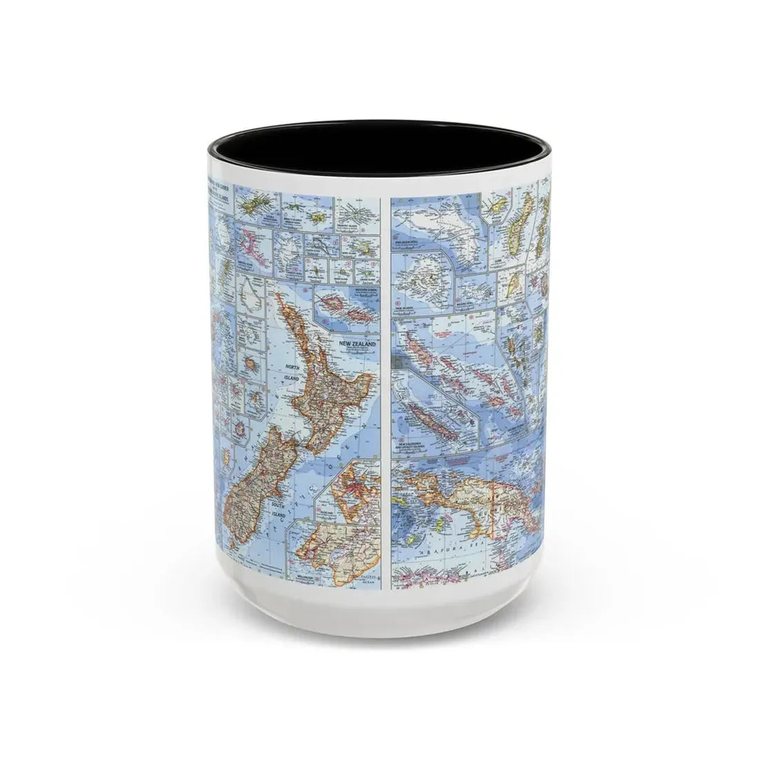 New Zealand, New Guinea (1962) (Map) Accent Coffee Mug 15oz Black - Go Mug Yourself