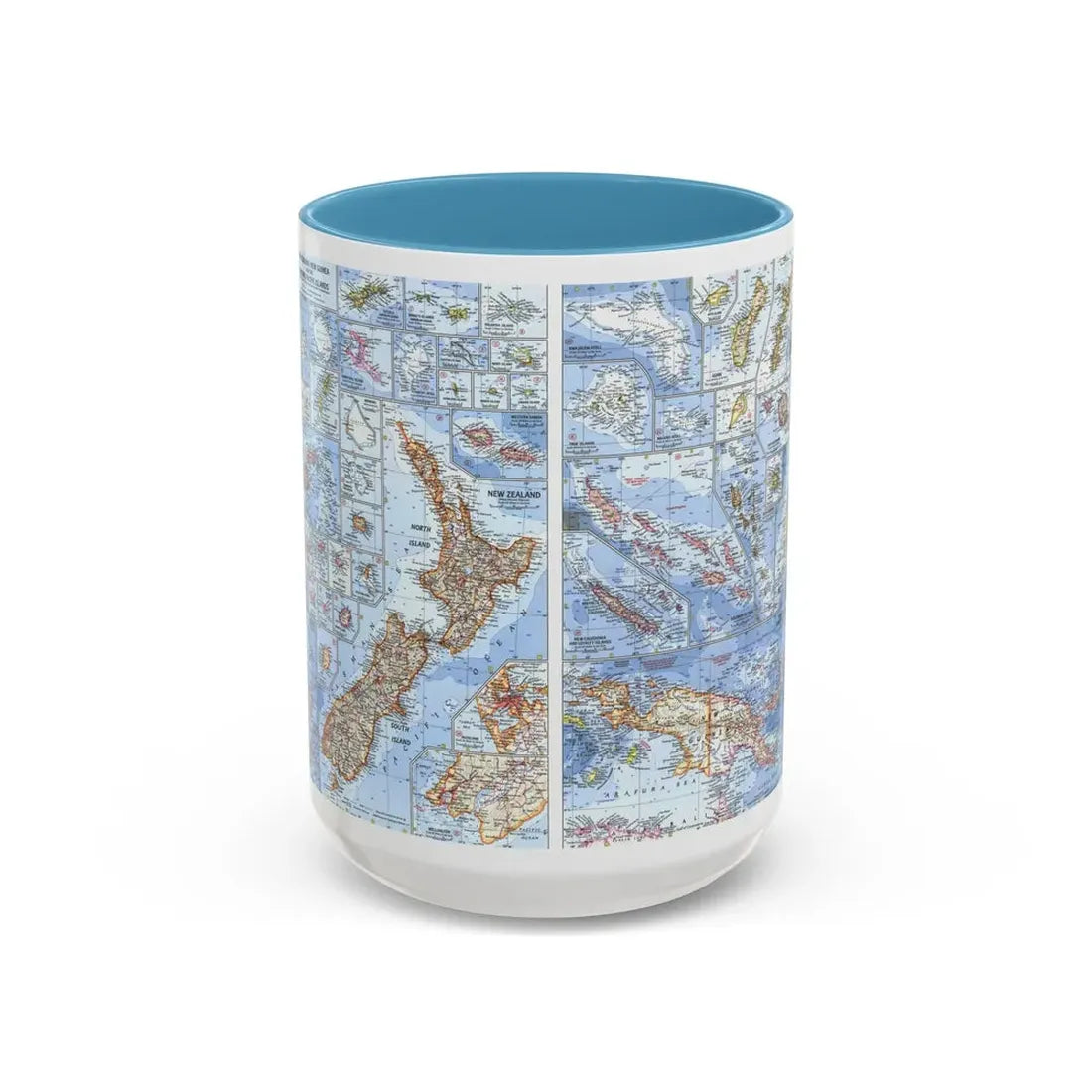 New Zealand, New Guinea (1962) (Map) Accent Coffee Mug 15oz Light Blue - Go Mug Yourself