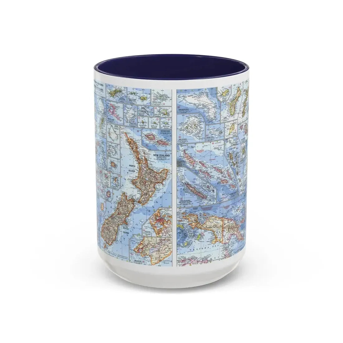 New Zealand, New Guinea (1962) (Map) Accent Coffee Mug 15oz Navy - Go Mug Yourself