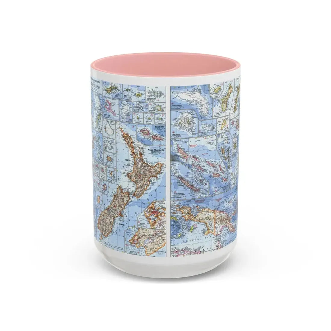 New Zealand, New Guinea (1962) (Map) Accent Coffee Mug 15oz Pink - Go Mug Yourself