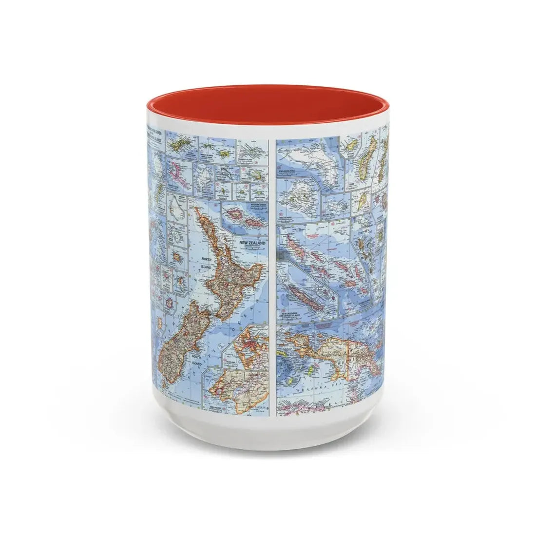 New Zealand, New Guinea (1962) (Map) Accent Coffee Mug 15oz Red - Go Mug Yourself