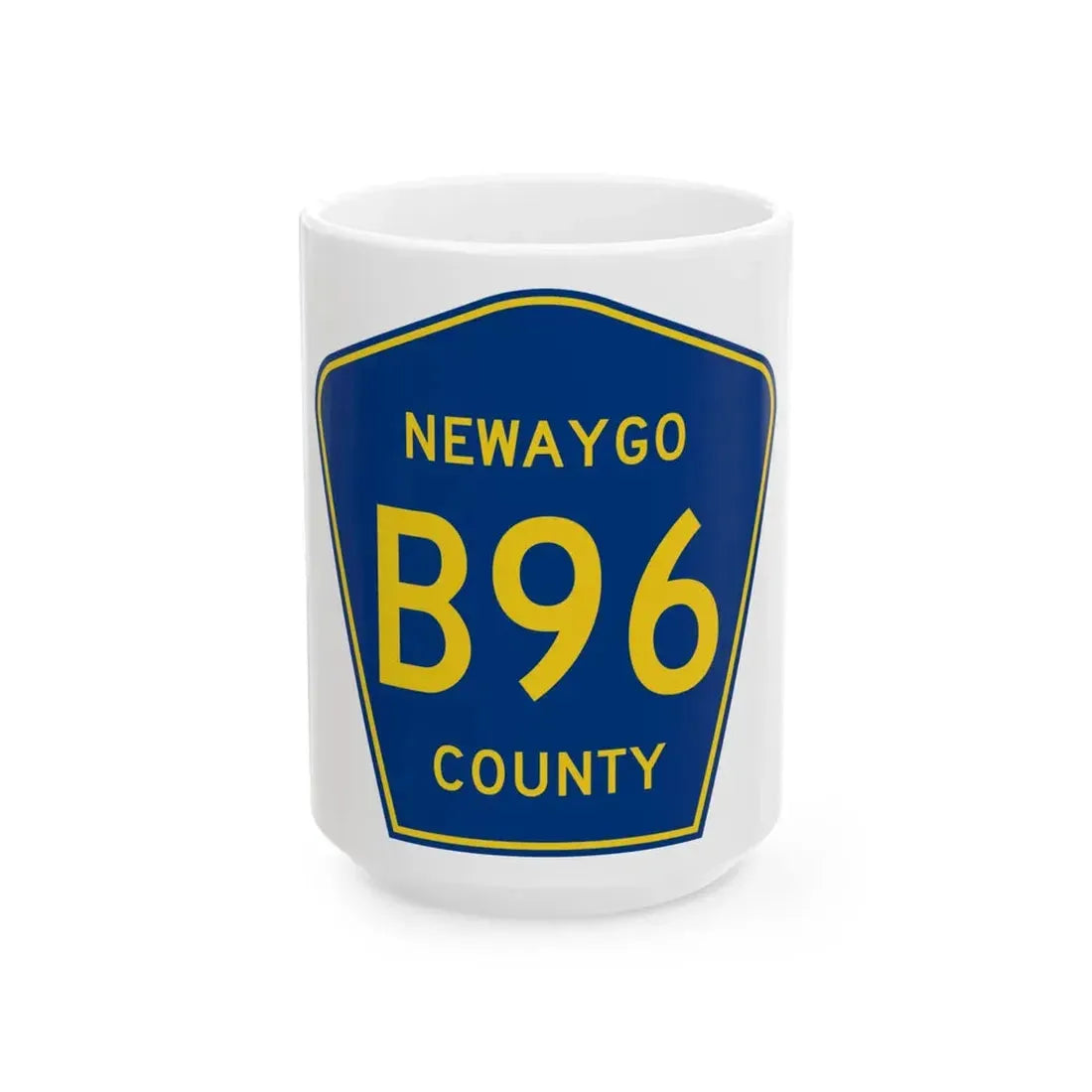 Newaygo County B-96 (Michigan) (Road Sign) White Coffee Mug 15oz - Go Mug Yourself
