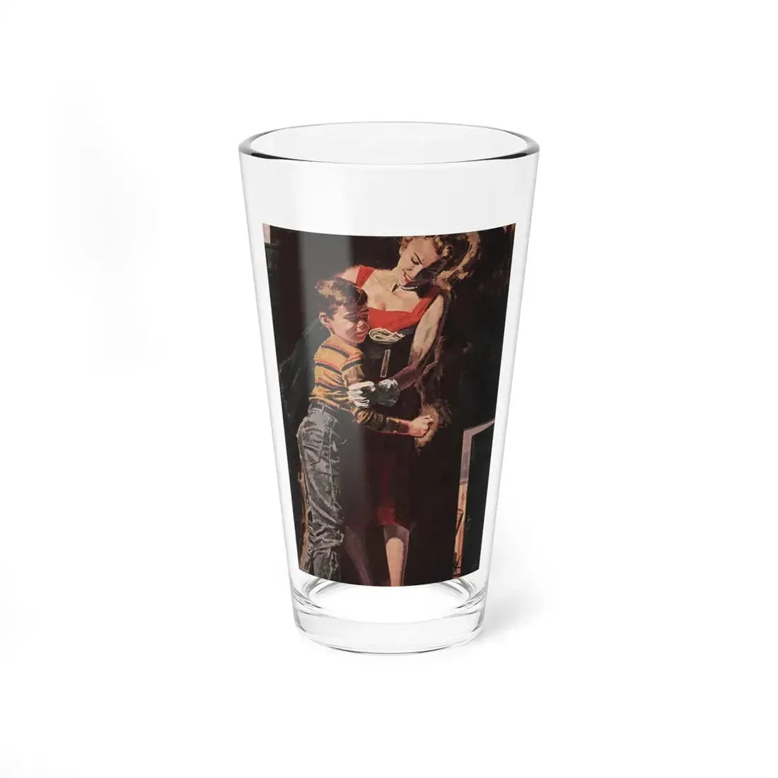 Next Door (2), Cosmopolitan, April 1955 (Magazine Illustration) Pint Glass 16oz 16oz - Go Mug Yourself