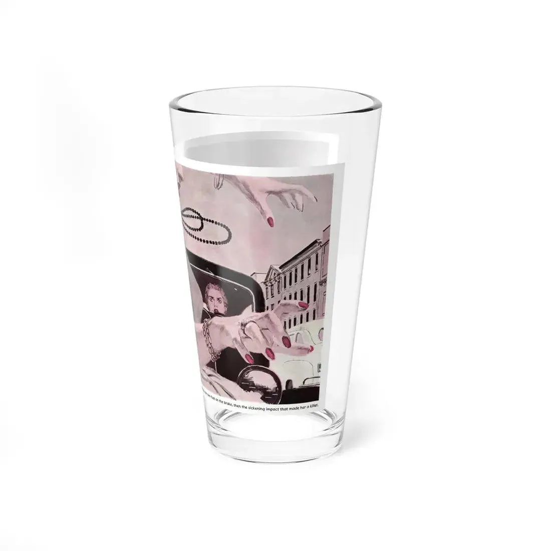 Night Fright (1), Cosmopolitan, November 1953 (Magazine Illustration) Pint Glass 16oz - Go Mug Yourself