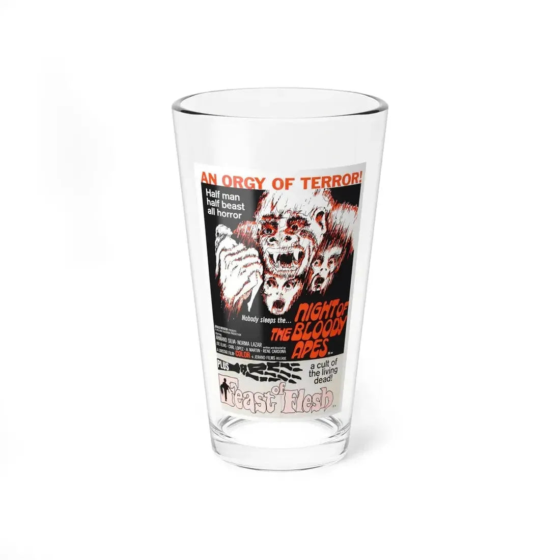 NIGHT OF THE BLOODY APES + FEAST OF FLESH 1969 Movie Poster - Pint Glass 16oz 16oz - Go Mug Yourself