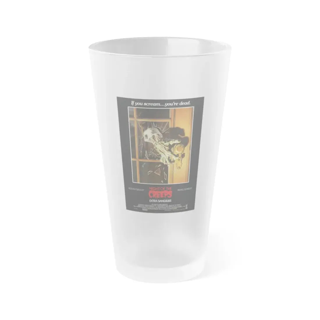 NIGHT OF THE CREEPS (BELGIAN) 1986 Movie Poster - Frosted Pint Glass 16oz 16oz Frosted - Go Mug Yourself