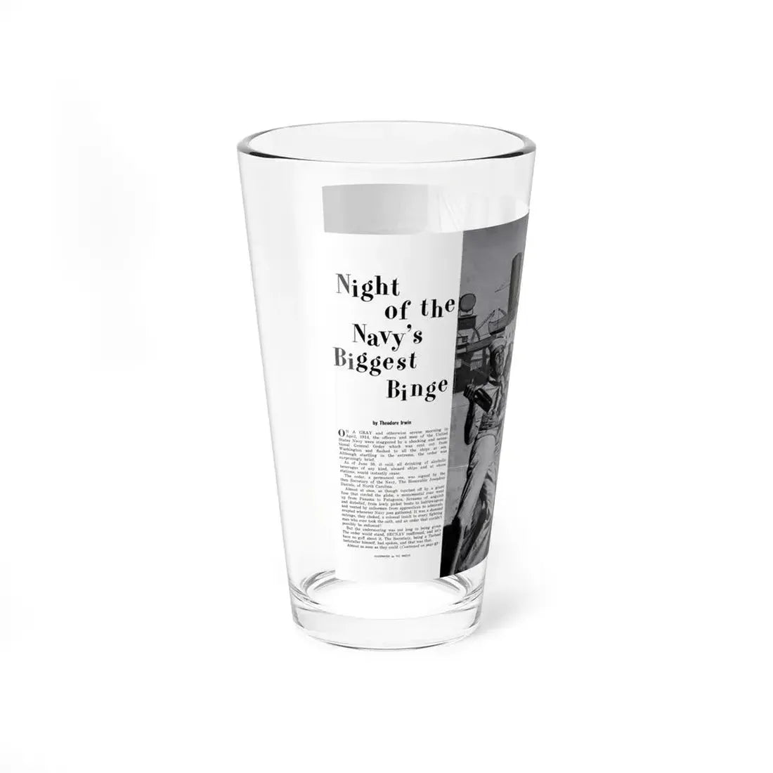 Night of the Navy's Biggest Binge, Bluebook for Men, October 1960 (Magazine Illustration) Pint Glass 16oz - Go Mug Yourself