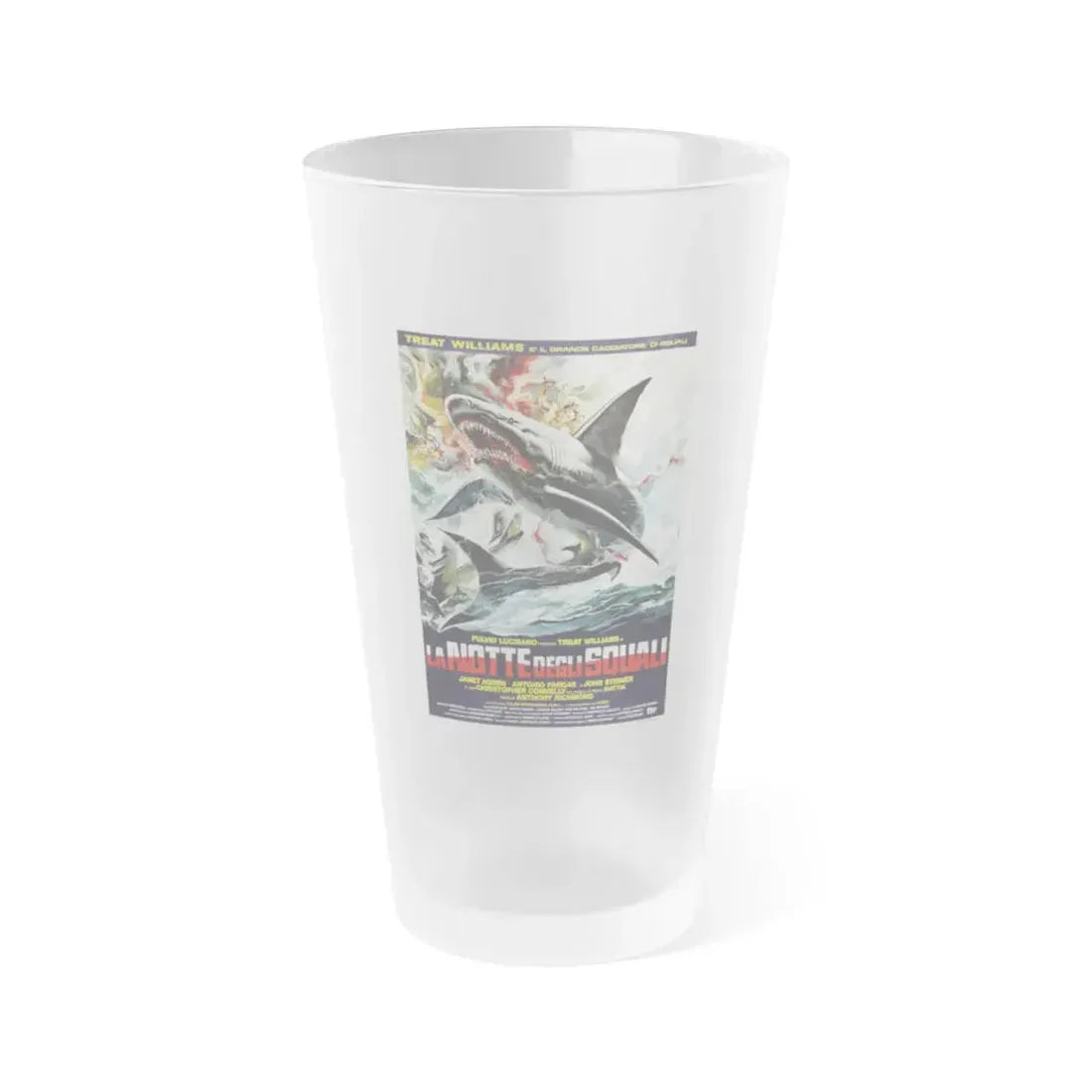 NIGHT OF THE SHARKS 1988 Movie Poster - Frosted Pint Glass 16oz 16oz Frosted - Go Mug Yourself