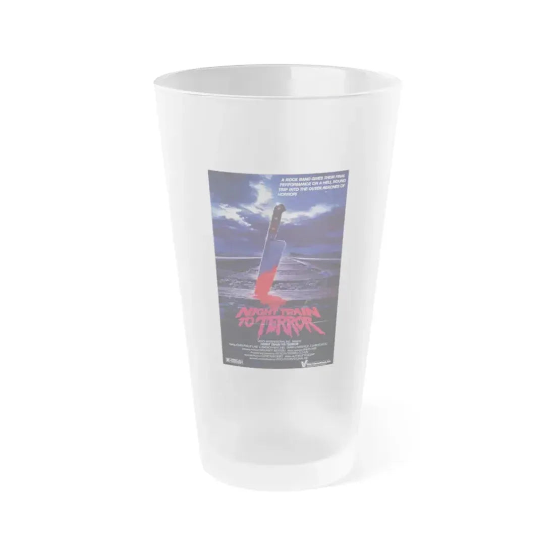 NIGHT TRAIN TO TERROR 1985 Movie Poster - Frosted Pint Glass 16oz 16oz Frosted - Go Mug Yourself
