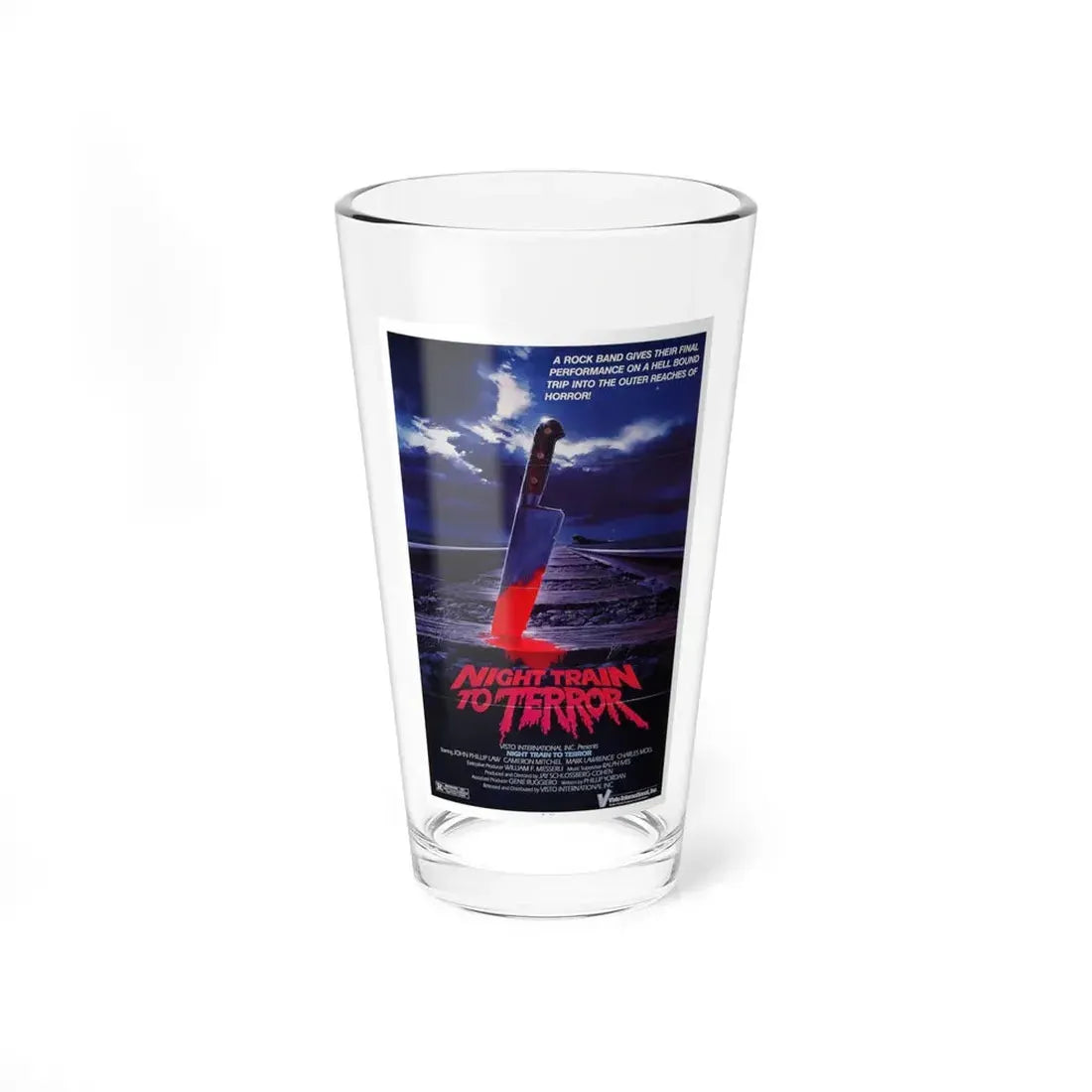 NIGHT TRAIN TO TERROR 1985 Movie Poster - Pint Glass 16oz 16oz - Go Mug Yourself