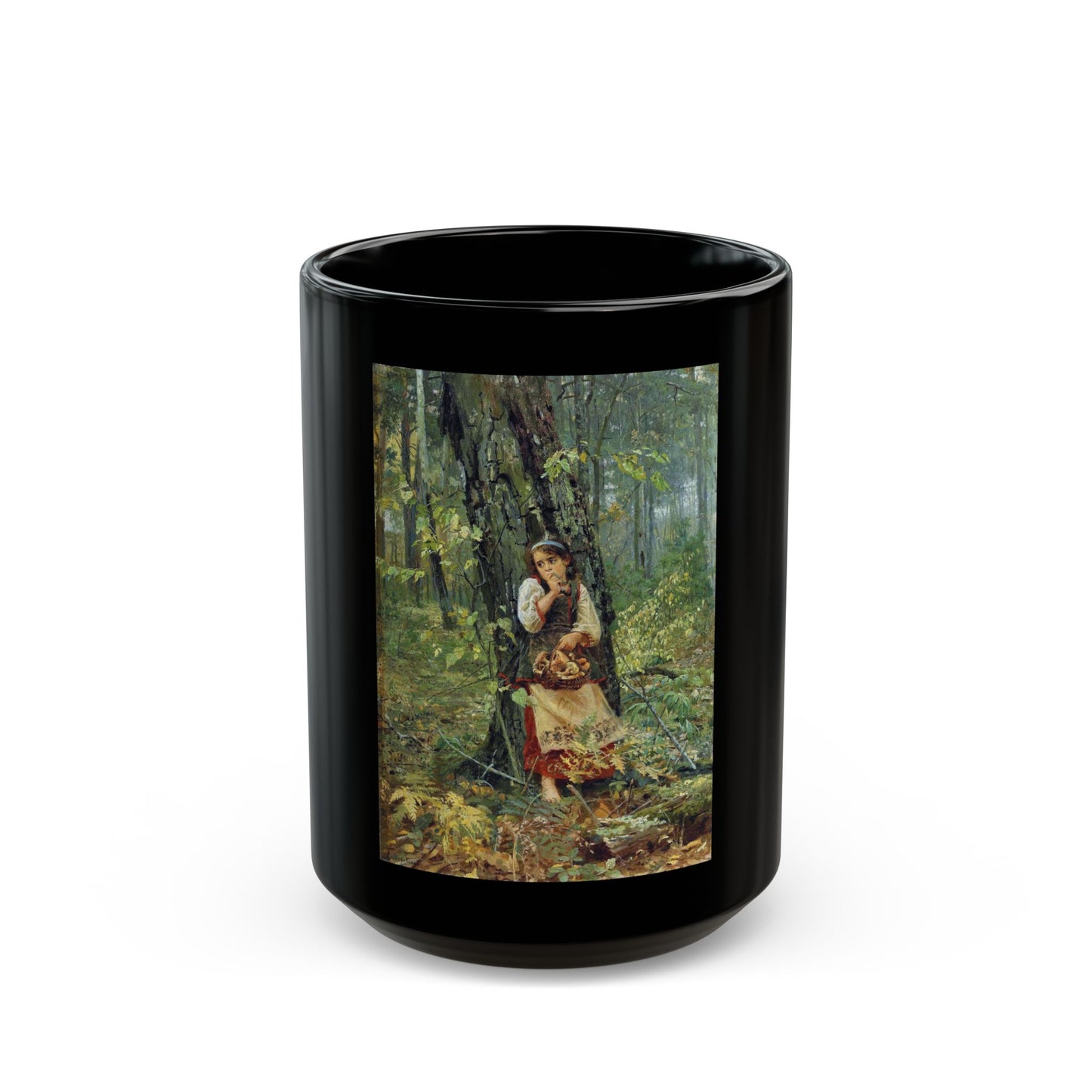 Nikolai Kornilievich Bodarevsky - Deep in the Forest - Black Coffee Mug-15oz-Go Mug Yourself