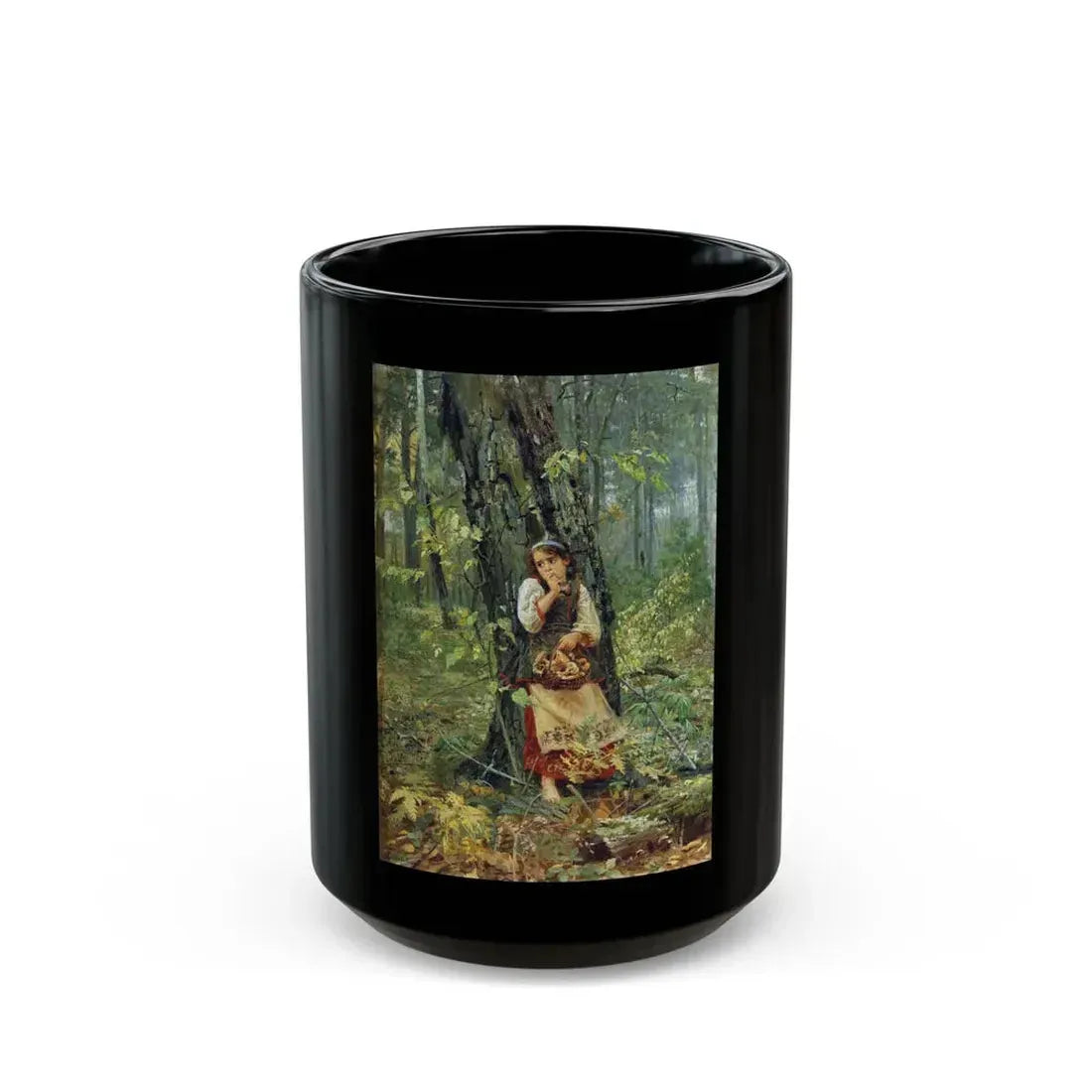Nikolai Kornilievich Bodarevsky - Deep in the Forest - Black Coffee Mug 15oz - Go Mug Yourself