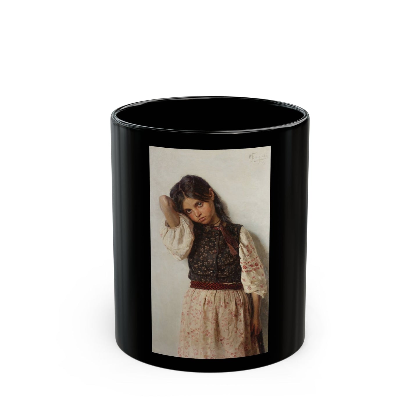 Nikolai Kornilievich Bodarevsky - Girl from Little Russia - Black Coffee Mug-11oz-Go Mug Yourself