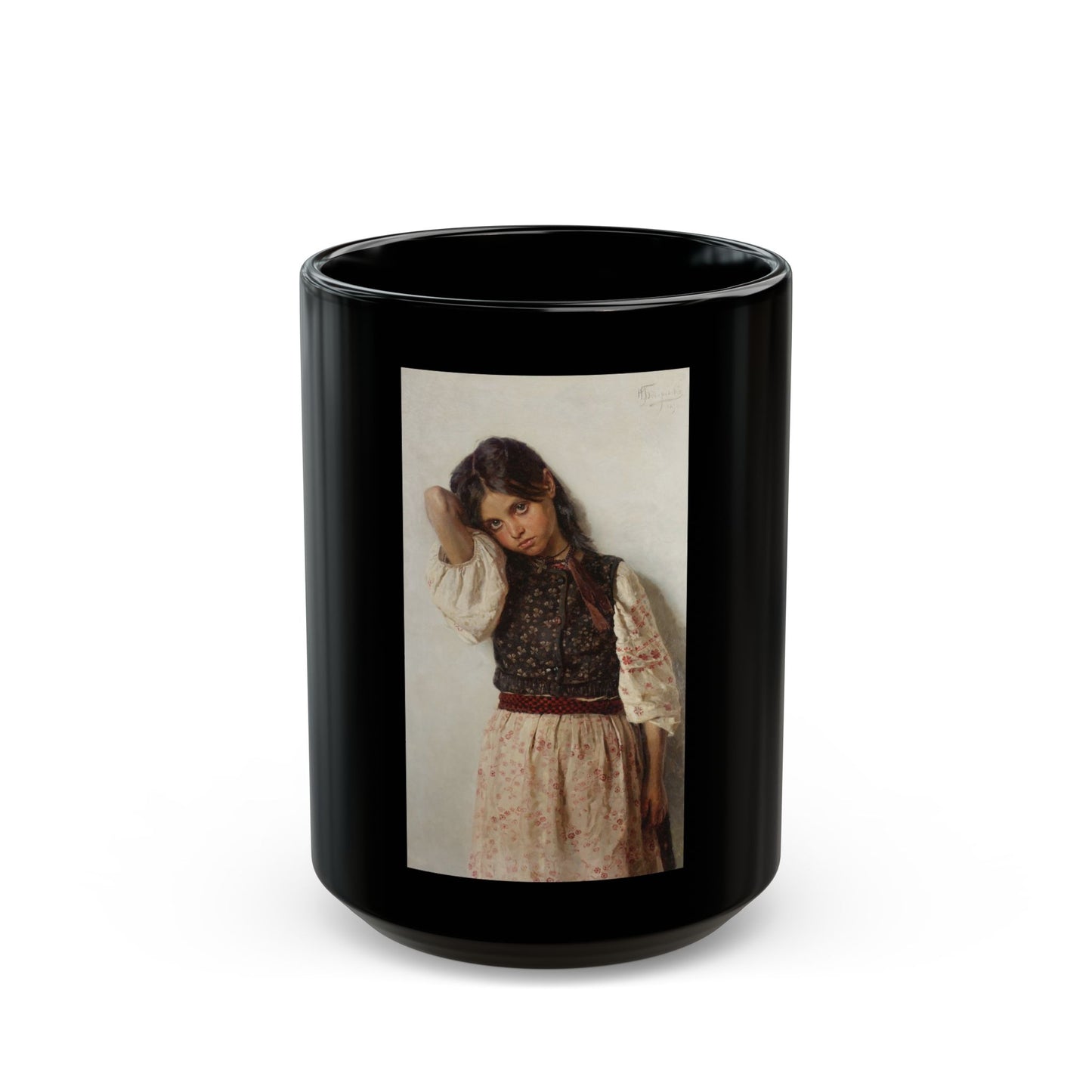 Nikolai Kornilievich Bodarevsky - Girl from Little Russia - Black Coffee Mug-15oz-Go Mug Yourself