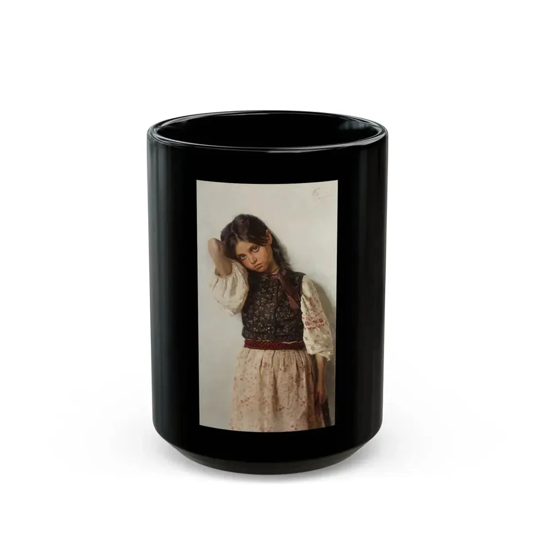 Nikolai Kornilievich Bodarevsky - Girl from Little Russia - Black Coffee Mug 15oz - Go Mug Yourself