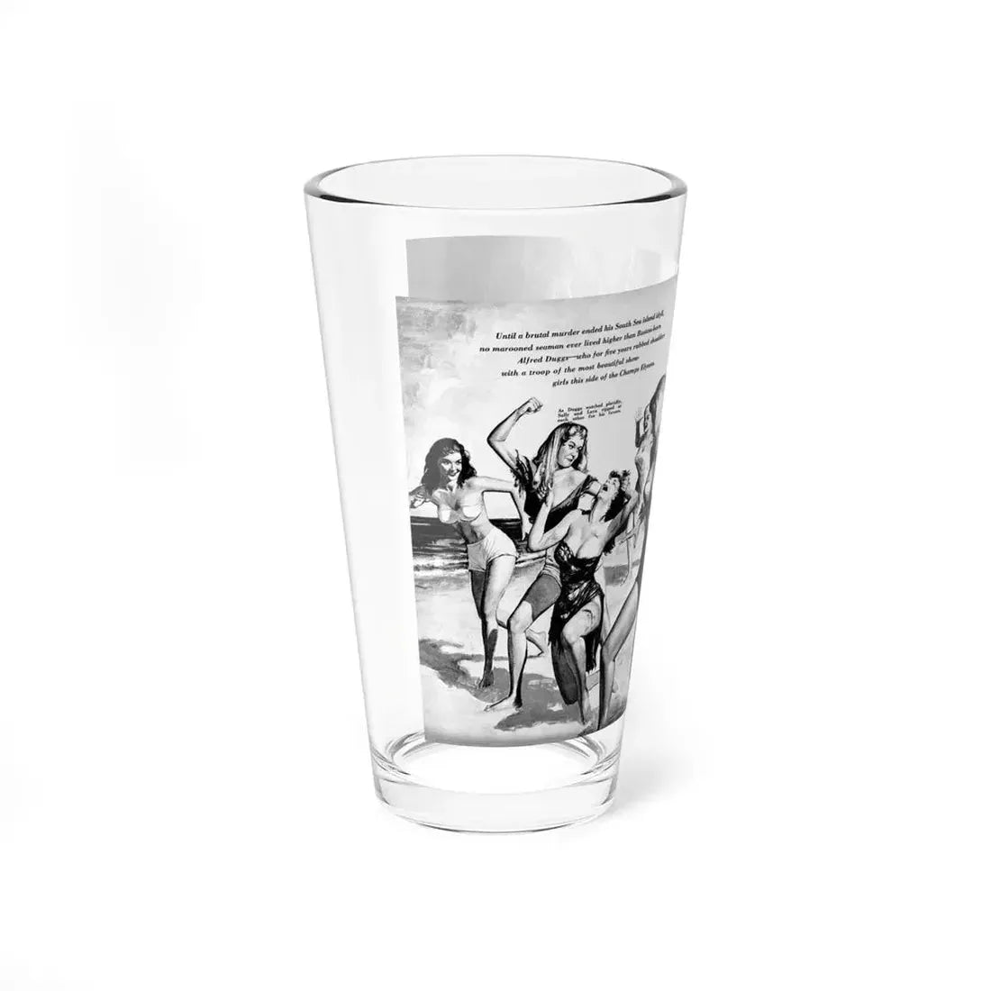 Nine Battling Brides on Shipwreck Island, Man's Day, February 1961 (Magazine Illustration) Pint Glass 16oz - Go Mug Yourself