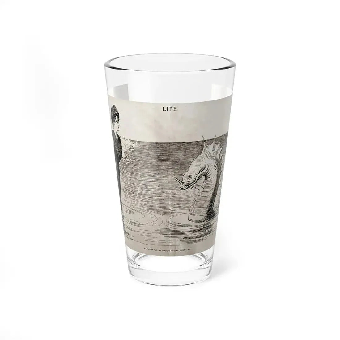 No Wonder the Sea Serpent Frequents Our Coast, Life magazine, July 5, 1900 (Magazine Illustration) Pint Glass 16oz 16oz - Go Mug Yourself