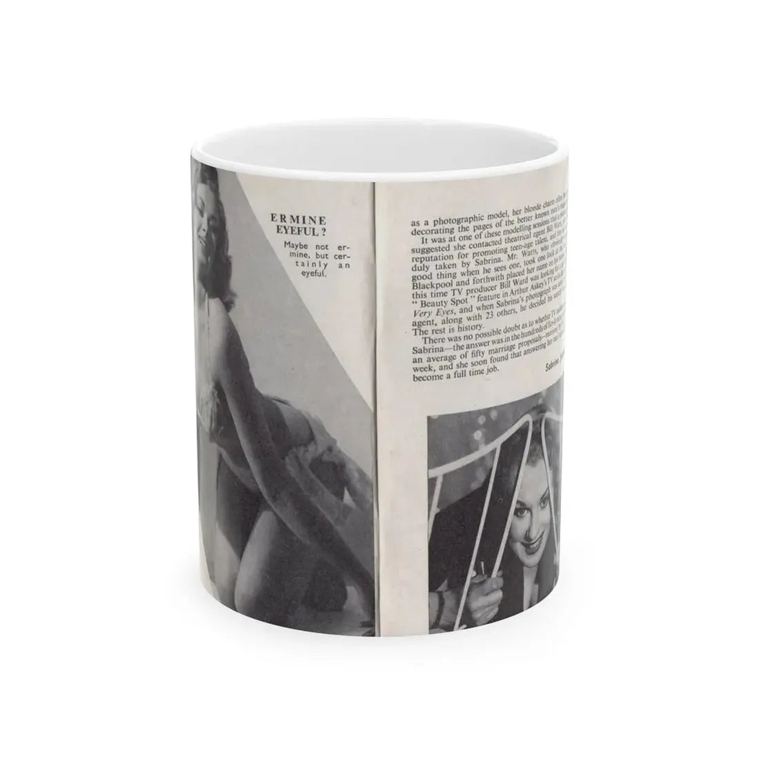 Norma Sykes #137 - 66 PHOTOGRAPHS OF Sabrina U.K. Pocket Mag. Pages 4 & 5 (Vintage Female Icon) White Coffee Mug 11oz - Go Mug Yourself