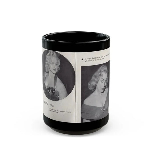 Norma Sykes #138 - 66 PHOTOGRAPHS OF Sabrina U.K. Pocket Mag. Pages 6 & 7 (Vintage Female Icon) Black Coffee Mug 15oz - Go Mug Yourself