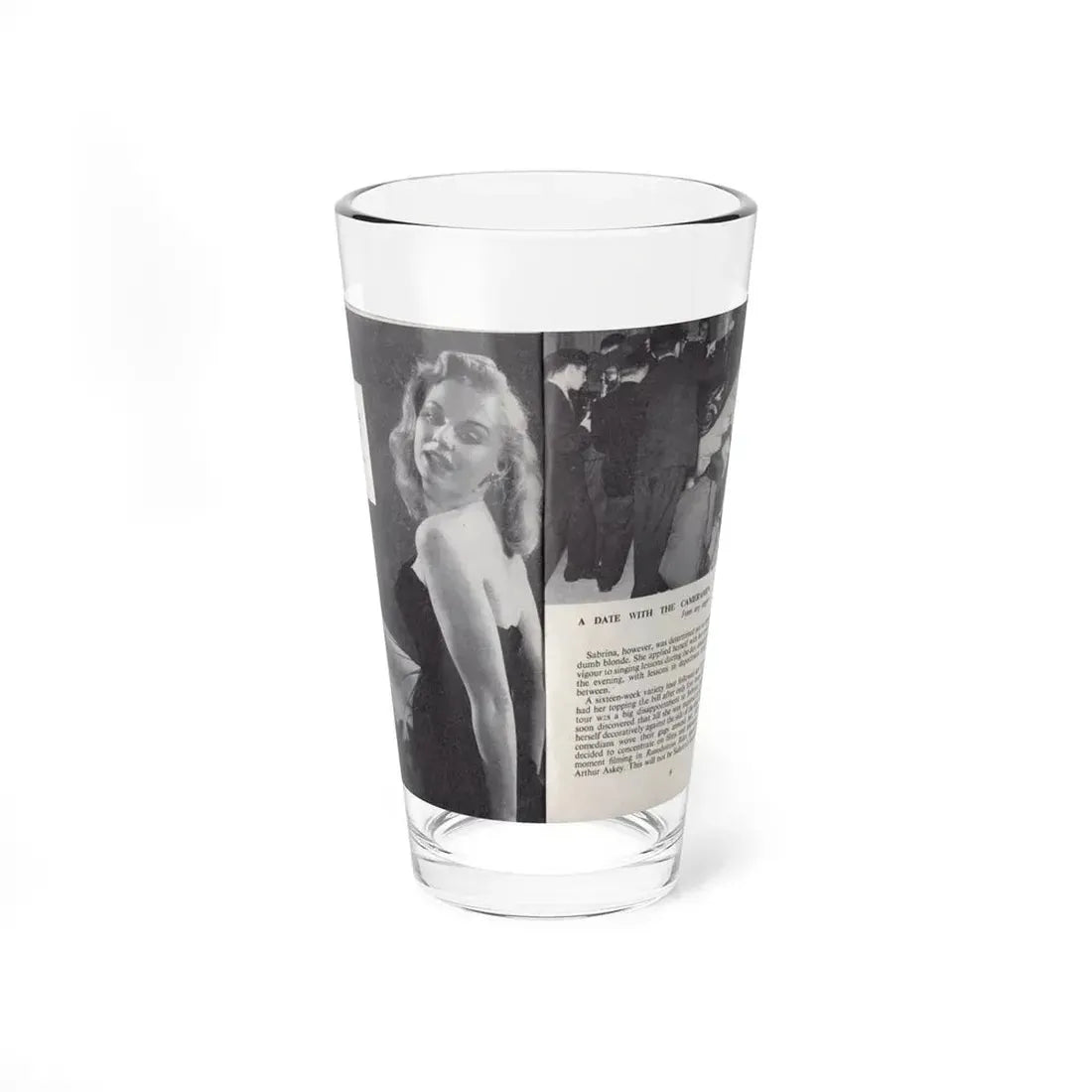 Norma Sykes #139 - 66 PHOTOGRAPHS OF Sabrina U.K. Pocket Mag. Pages 8 & 9 (Vintage Female Icon) Pint Glass 16oz 16oz - Go Mug Yourself