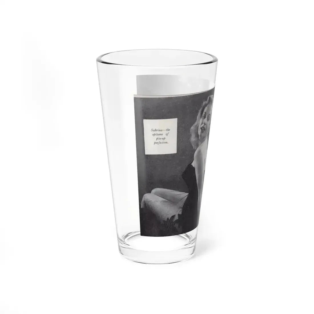 Norma Sykes #139 - 66 PHOTOGRAPHS OF Sabrina U.K. Pocket Mag. Pages 8 & 9 (Vintage Female Icon) Pint Glass 16oz - Go Mug Yourself