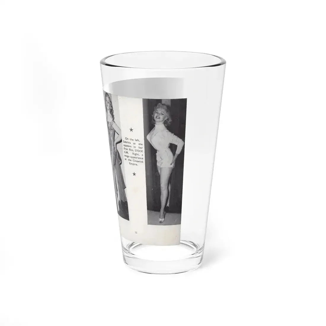 Norma Sykes #140 - 66 PHOTOGRAPHS OF Sabrina U.K. Pocket Mag. Pages 10 & 11 (Vintage Female Icon) Pint Glass 16oz - Go Mug Yourself