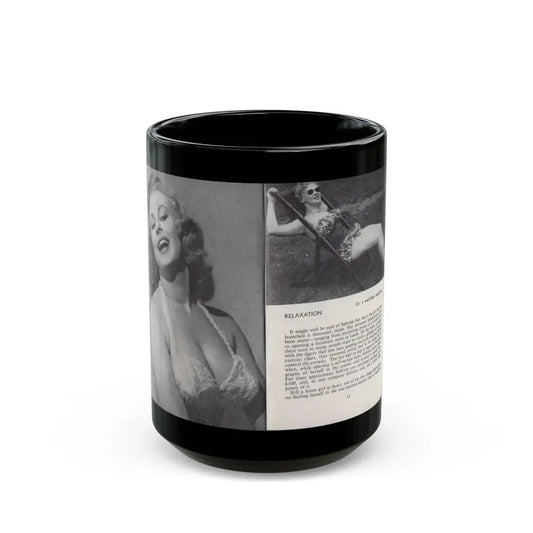 Norma Sykes #141 - 66 PHOTOGRAPHS OF Sabrina U.K. Pocket Mag. Pages 12 & 13 (Vintage Female Icon) Black Coffee Mug 15oz - Go Mug Yourself