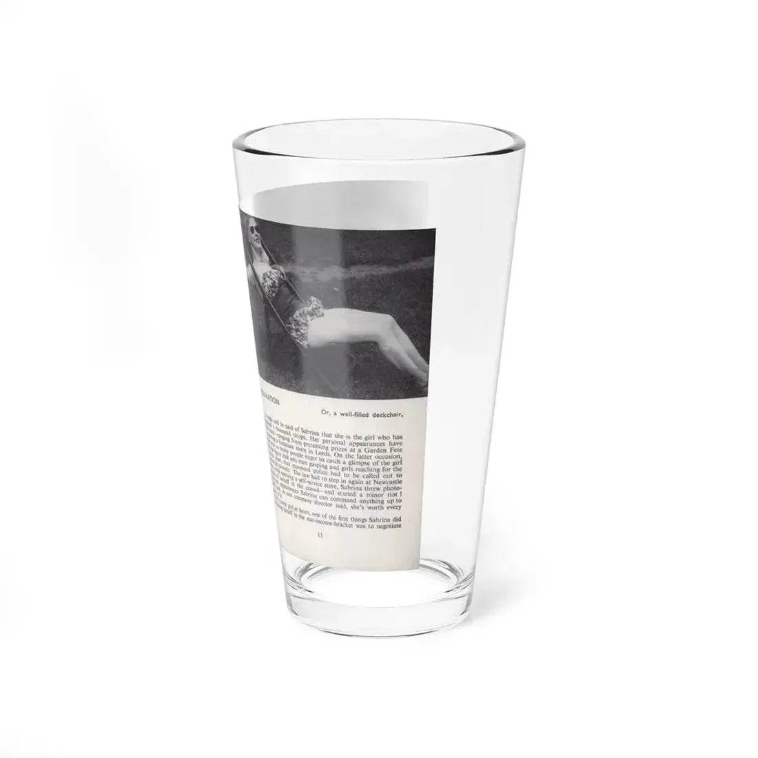 Norma Sykes #141 - 66 PHOTOGRAPHS OF Sabrina U.K. Pocket Mag. Pages 12 & 13 (Vintage Female Icon) Pint Glass 16oz - Go Mug Yourself