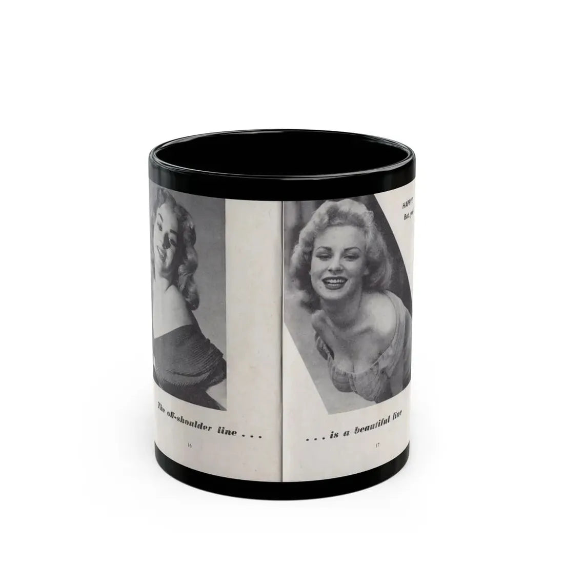 Norma Sykes #143 - 66 PHOTOGRAPHS OF Sabrina U.K. Pocket Mag. Pages 16 & 17 (Vintage Female Icon) Black Coffee Mug 11oz - Go Mug Yourself