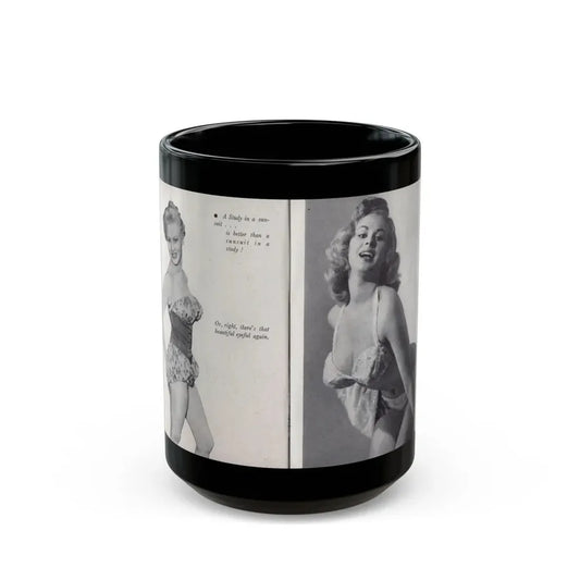 Norma Sykes #144 - 66 PHOTOGRAPHS OF Sabrina U.K. Pocket Mag. Pages 18 & 19 (Vintage Female Icon) Black Coffee Mug 15oz - Go Mug Yourself