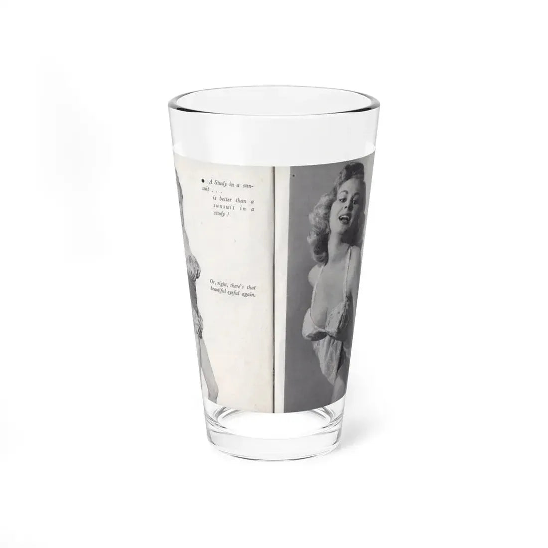 Norma Sykes #144 - 66 PHOTOGRAPHS OF Sabrina U.K. Pocket Mag. Pages 18 & 19 (Vintage Female Icon) Pint Glass 16oz 16oz - Go Mug Yourself