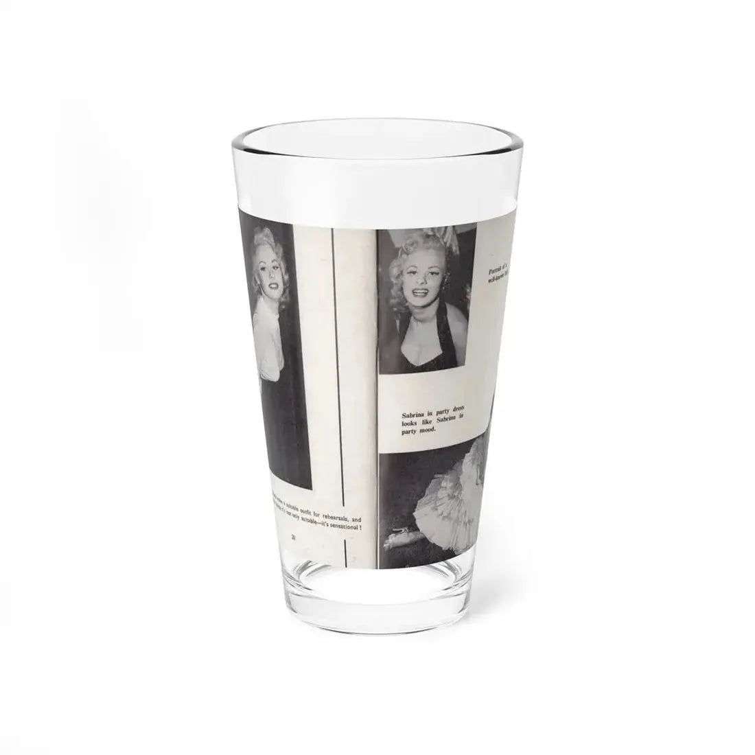 Norma Sykes #145 - 66 PHOTOGRAPHS OF Sabrina U.K. Pocket Mag. Pages 20 & 21 (Vintage Female Icon) Pint Glass 16oz 16oz - Go Mug Yourself