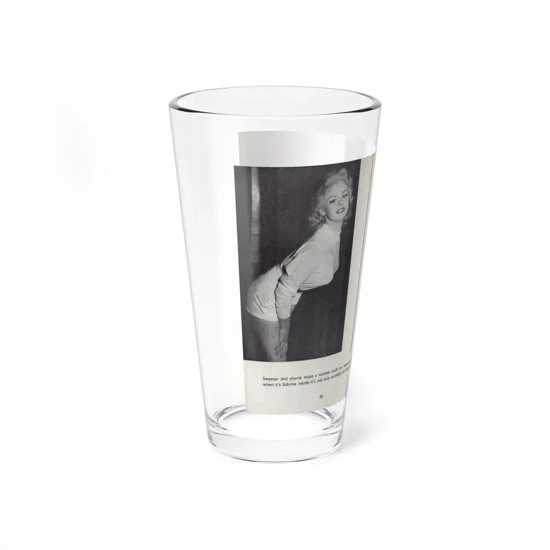 Norma Sykes #145 - 66 PHOTOGRAPHS OF Sabrina U.K. Pocket Mag. Pages 20 & 21 (Vintage Female Icon) Pint Glass 16oz - Go Mug Yourself