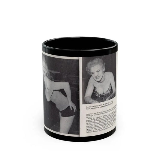 Norma Sykes #147 - 66 PHOTOGRAPHS OF Sabrina U.K. Pocket Mag. Pages 24 & 25 (Vintage Female Icon) Black Coffee Mug 11oz - Go Mug Yourself