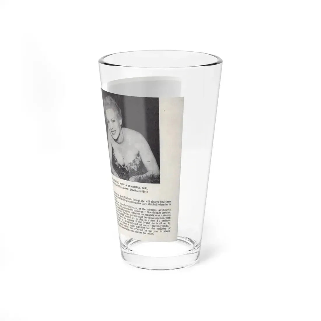 Norma Sykes #147 - 66 PHOTOGRAPHS OF Sabrina U.K. Pocket Mag. Pages 24 & 25 (Vintage Female Icon) Pint Glass 16oz - Go Mug Yourself