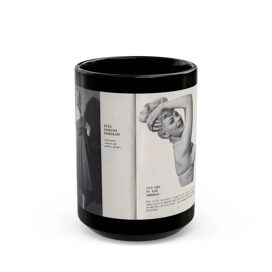Norma Sykes #148 - 66 PHOTOGRAPHS OF Sabrina U.K. Pocket Mag. Pages 26 & 27 (Vintage Female Icon) Black Coffee Mug 15oz - Go Mug Yourself