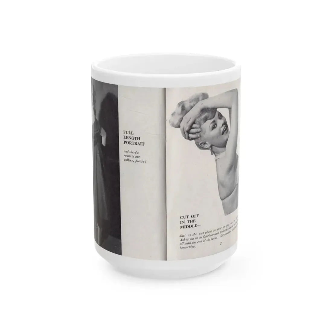 Norma Sykes #148 - 66 PHOTOGRAPHS OF Sabrina U.K. Pocket Mag. Pages 26 & 27 (Vintage Female Icon) White Coffee Mug 15oz - Go Mug Yourself