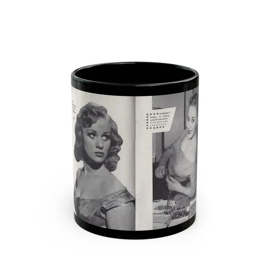 Norma Sykes #150 - 66 PHOTOGRAPHS OF Sabrina U.K. Pocket Mag. Pages 30 & 31 (Vintage Female Icon) Black Coffee Mug 11oz - Go Mug Yourself