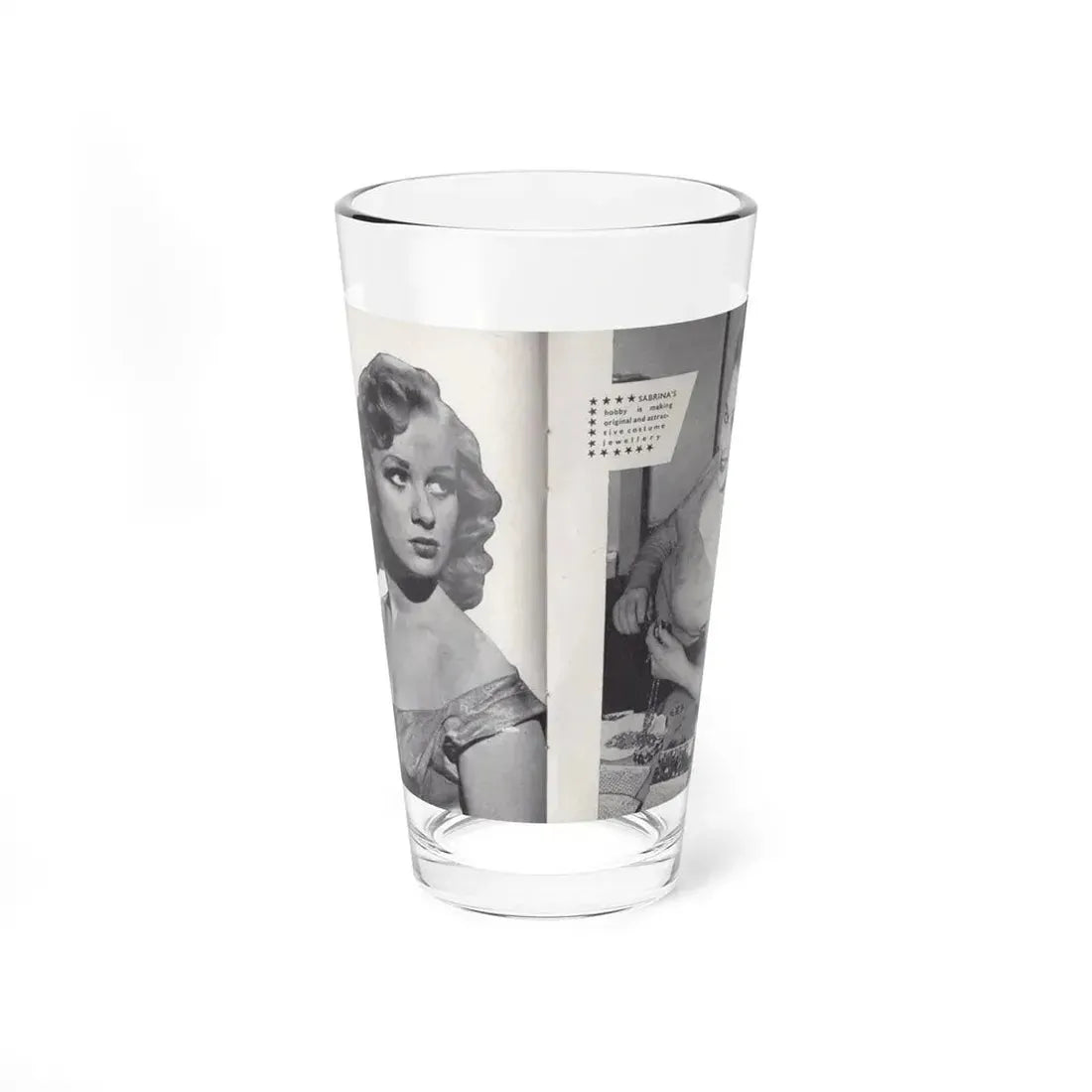 Norma Sykes #150 - 66 PHOTOGRAPHS OF Sabrina U.K. Pocket Mag. Pages 30 & 31 (Vintage Female Icon) Pint Glass 16oz 16oz - Go Mug Yourself