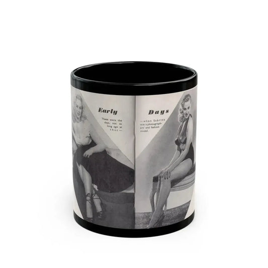Norma Sykes #153 - 66 PHOTOGRAPHS OF Sabrina U.K. Pocket Mag. Pages 36 & 37 (Vintage Female Icon) Black Coffee Mug 11oz - Go Mug Yourself