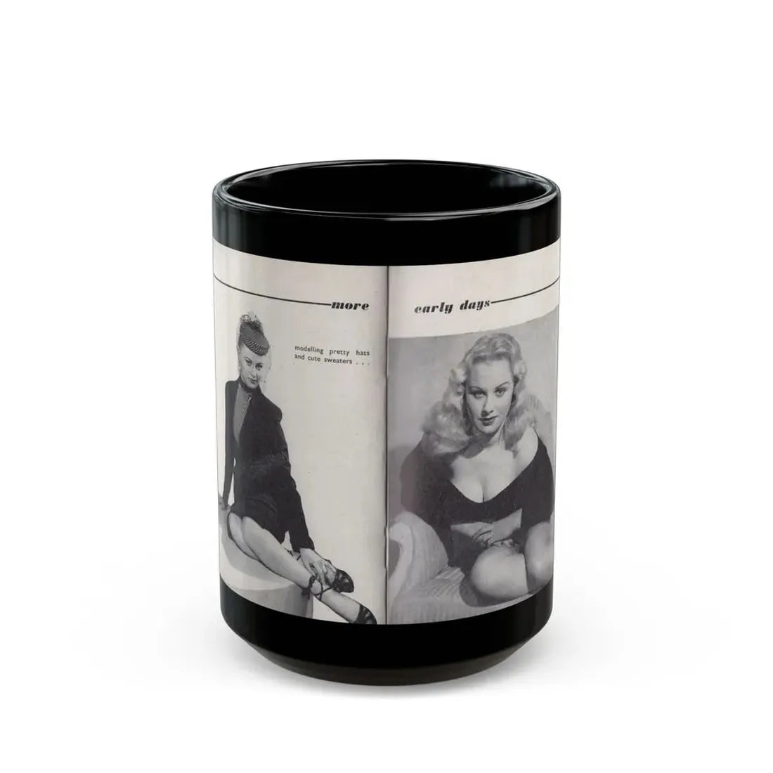 Norma Sykes #154 - 66 PHOTOGRAPHS OF Sabrina U.K. Pocket Mag. Pages 38 & 39 (Vintage Female Icon) Black Coffee Mug 15oz - Go Mug Yourself