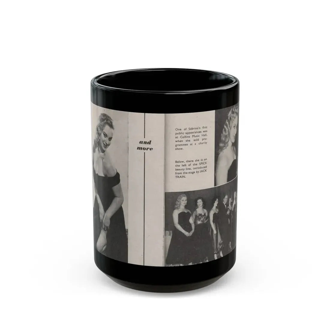 Norma Sykes #155 - 66 PHOTOGRAPHS OF Sabrina U.K. Pocket Mag. Pages 40 & 41 (Vintage Female Icon) Black Coffee Mug 15oz - Go Mug Yourself