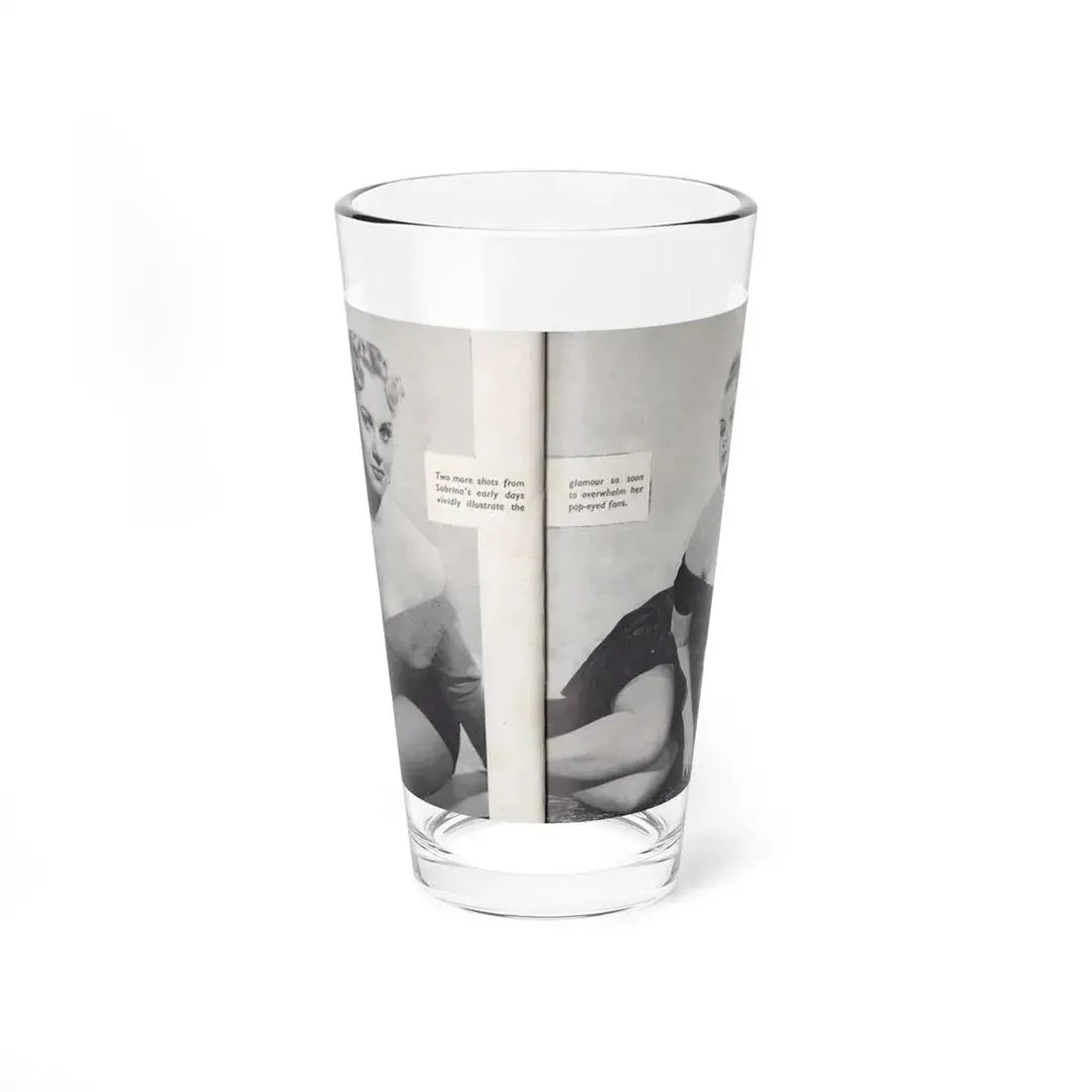 Norma Sykes #156 - 66 PHOTOGRAPHS OF Sabrina U.K. Pocket Mag. Pages 42 & 43 (Vintage Female Icon) Pint Glass 16oz 16oz - Go Mug Yourself
