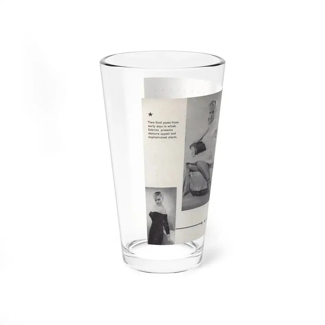 Norma Sykes #157 - 66 PHOTOGRAPHS OF Sabrina U.K. Pocket Mag. Pages 44 & 45 (Vintage Female Icon) Pint Glass 16oz - Go Mug Yourself