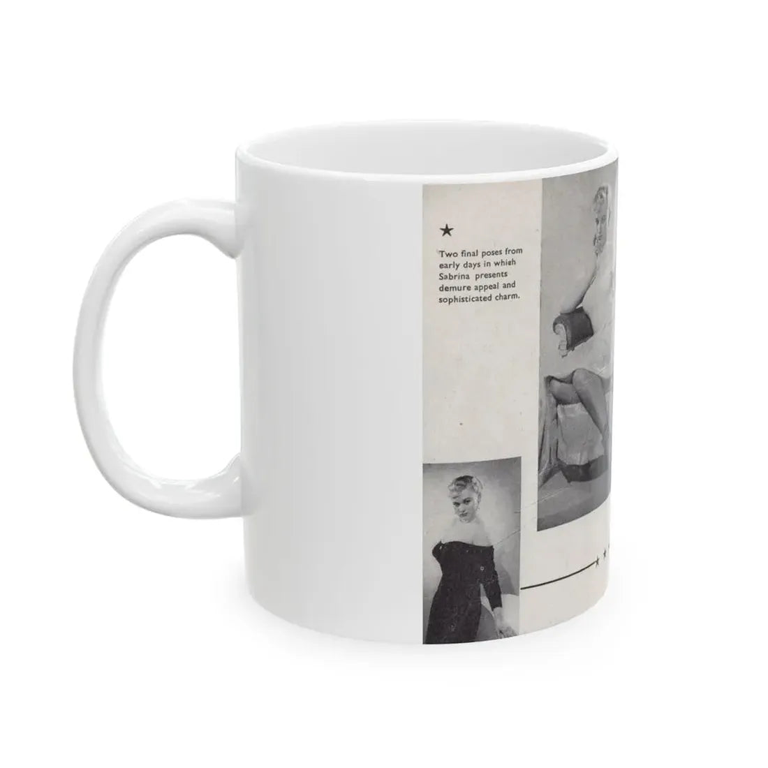 Norma Sykes #157 - 66 PHOTOGRAPHS OF Sabrina U.K. Pocket Mag. Pages 44 & 45 (Vintage Female Icon) White Coffee Mug - Go Mug Yourself