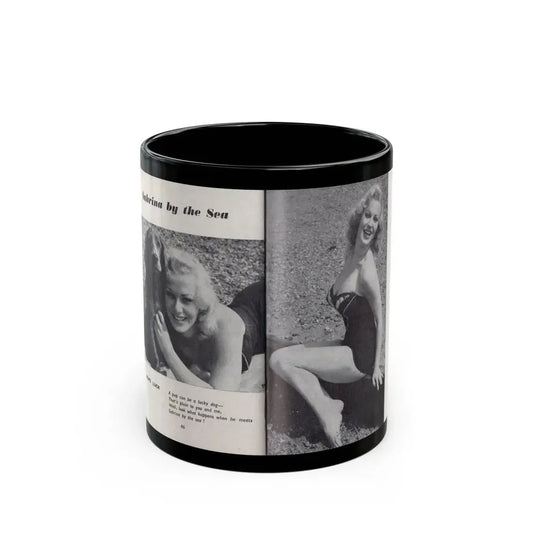 Norma Sykes #158 - 66 PHOTOGRAPHS OF Sabrina U.K. Pocket Mag. Pages 46 & 47 (Vintage Female Icon) Black Coffee Mug 11oz - Go Mug Yourself