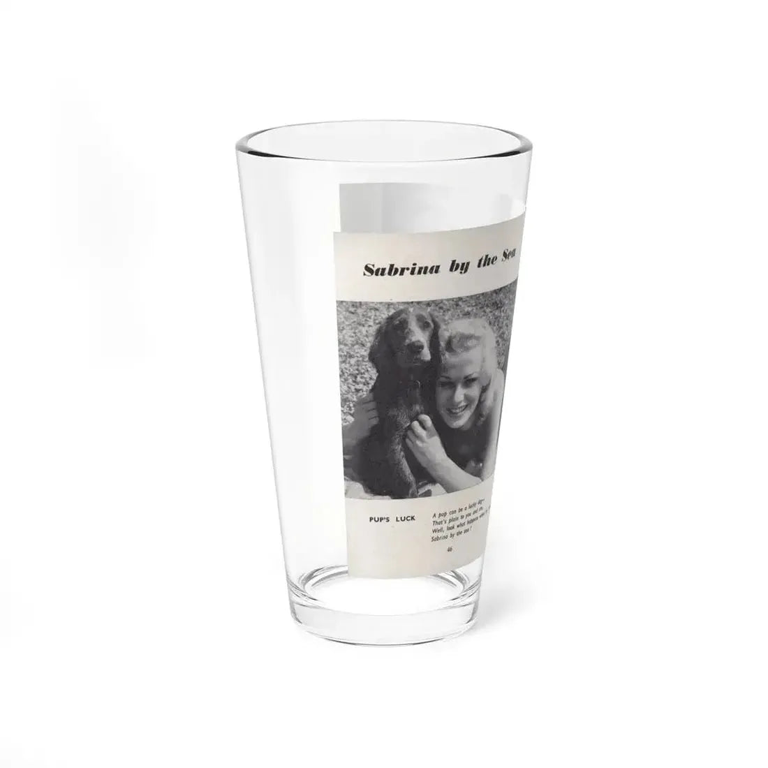 Norma Sykes #158 - 66 PHOTOGRAPHS OF Sabrina U.K. Pocket Mag. Pages 46 & 47 (Vintage Female Icon) Pint Glass 16oz - Go Mug Yourself