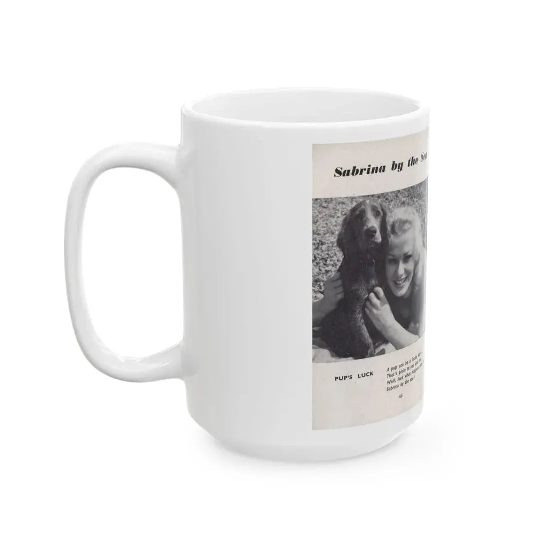 Norma Sykes #158 - 66 PHOTOGRAPHS OF Sabrina U.K. Pocket Mag. Pages 46 & 47 (Vintage Female Icon) White Coffee Mug - Go Mug Yourself