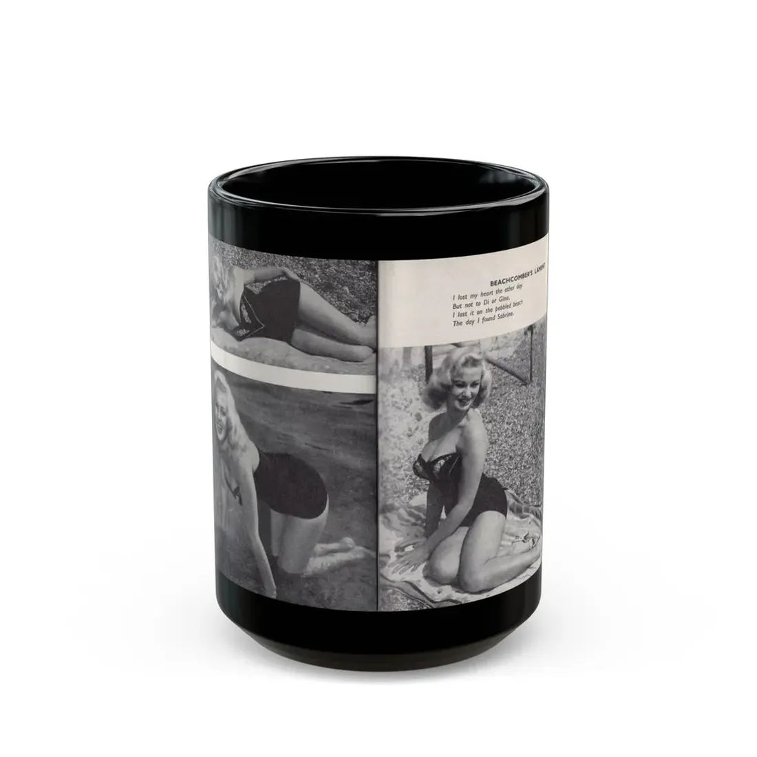Norma Sykes #159 - 66 PHOTOGRAPHS OF Sabrina U.K. Pocket Mag. Pages 48 & 49 (Vintage Female Icon) Black Coffee Mug 15oz - Go Mug Yourself