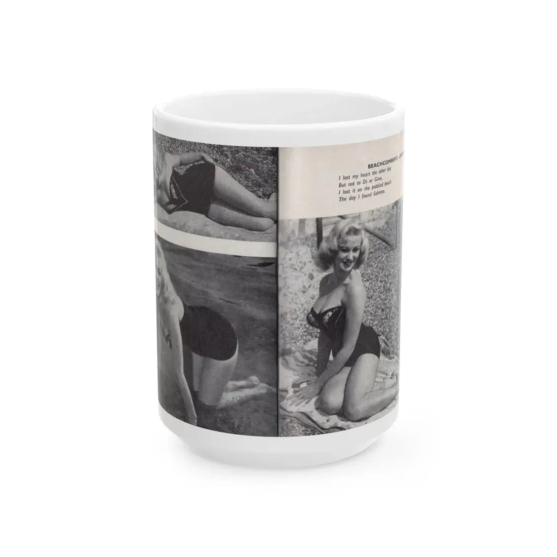 Norma Sykes #159 - 66 PHOTOGRAPHS OF Sabrina U.K. Pocket Mag. Pages 48 & 49 (Vintage Female Icon) White Coffee Mug 15oz - Go Mug Yourself